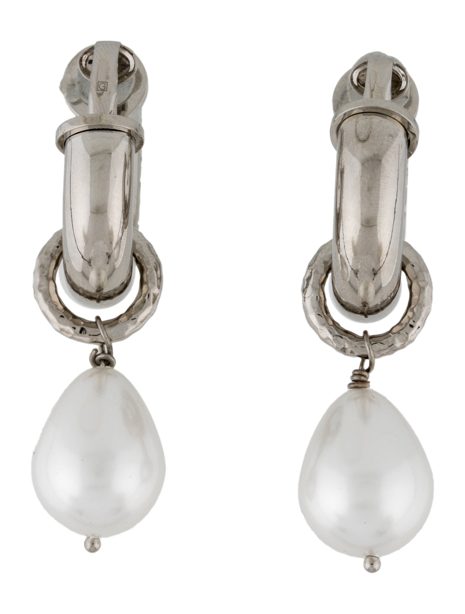 Gucci Faux Pearl Large Clip-On Hoop Earrings